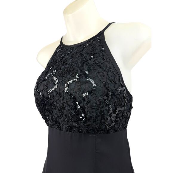 90's DE LARU BY LINDA BERNEL black A-line mini dress with sequence - Picture 4 of 9